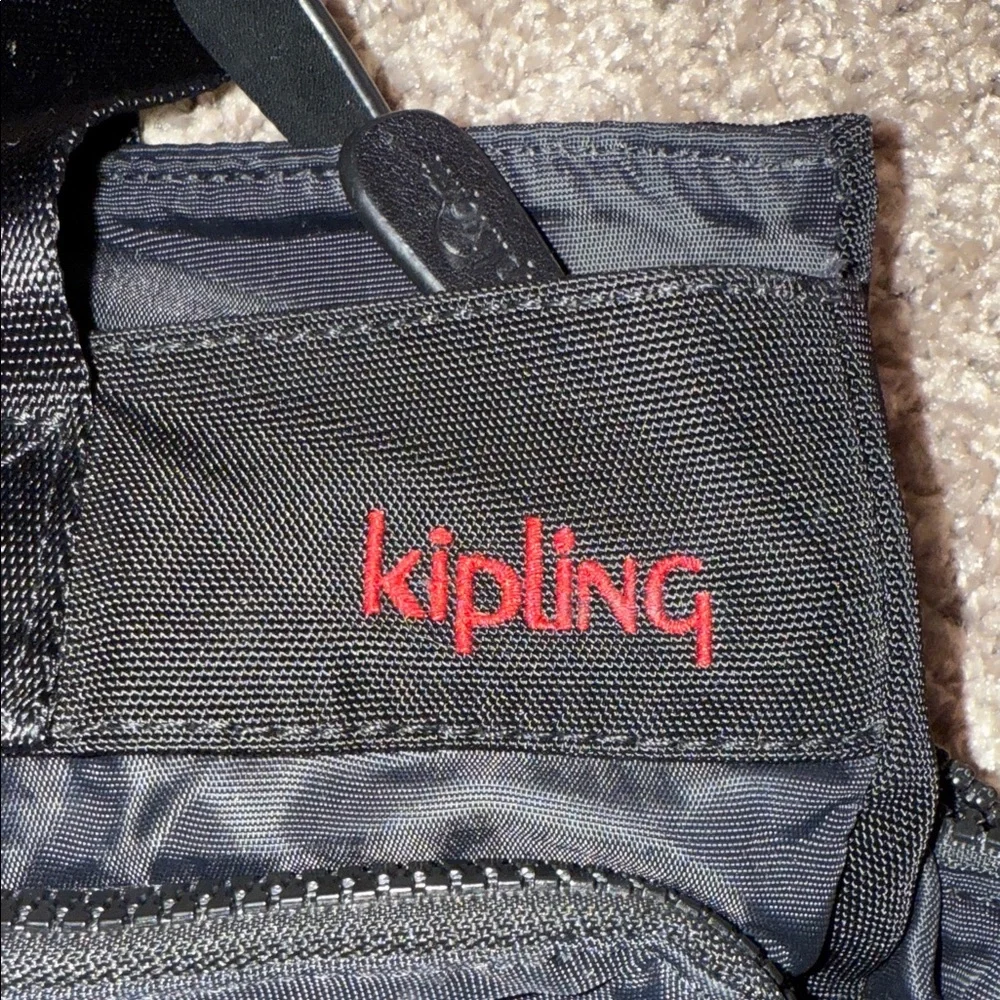 Kipling Black Tote Bag with Red Accents - Picture 3 of 8